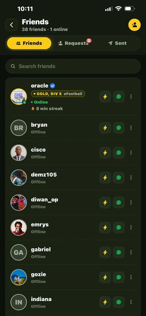 FloraGoal friends list with online status
